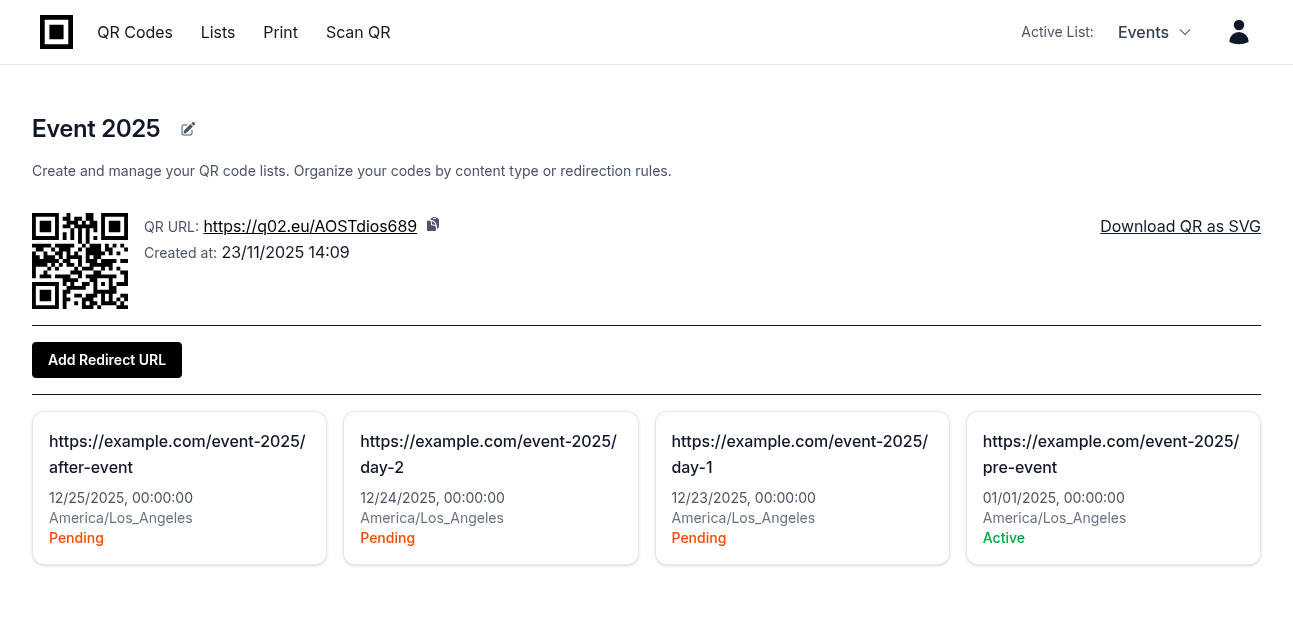 Test scanning interface and download options